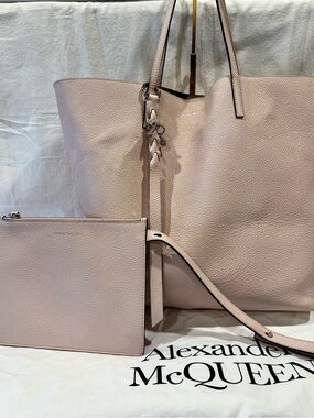 Alexander McQueen Blush Colored Pebbled Leather Tote with Detachable Pouch